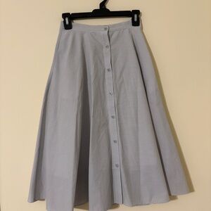 Uniqlo Gray and White Buttoned Down Stripped Skirt Size Small with Pockets